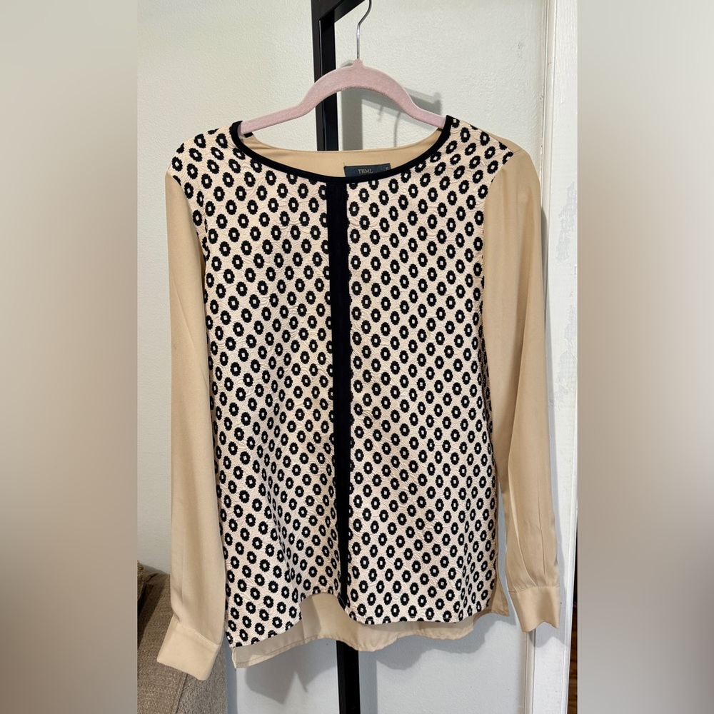 THML Cream & Black Print Top